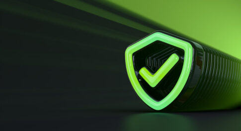 Zielony znaczek oznaczający bezpieczeństwo sieci.